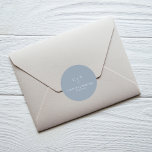 Simple Monogram Initial Dusty Blue Wedding Classic Round Sticker<br><div class="desc">These round stickers feature simple text with initials and a dusty blue colour theme.  All text can be customised to create the perfect custom stickers for your wedding day.  Visit my minimalist dusty blue wedding collection to view all coordinating items. #dustybluewedding #customweddingstickers</div>