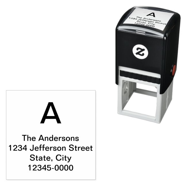 Simple Monogram Initial Family Name Return Address Self-inking Stamp (In Situ)