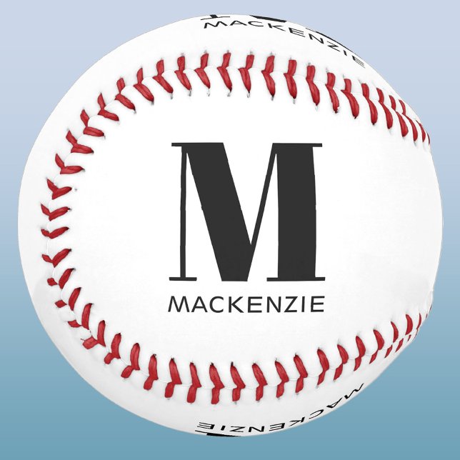 Simple Monogram Initial Name Personalized Baseball (Simple monogram initial custom name unique baseball)
