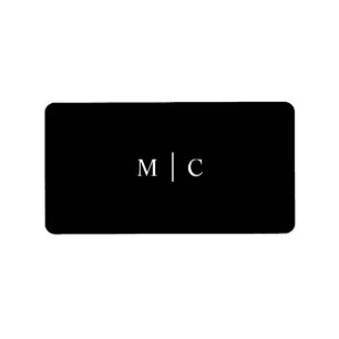 Simple Monogram Initials Black Favour Sticker