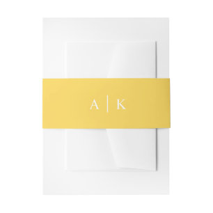 Simple monogram initials bright yellow belly band invitation belly band