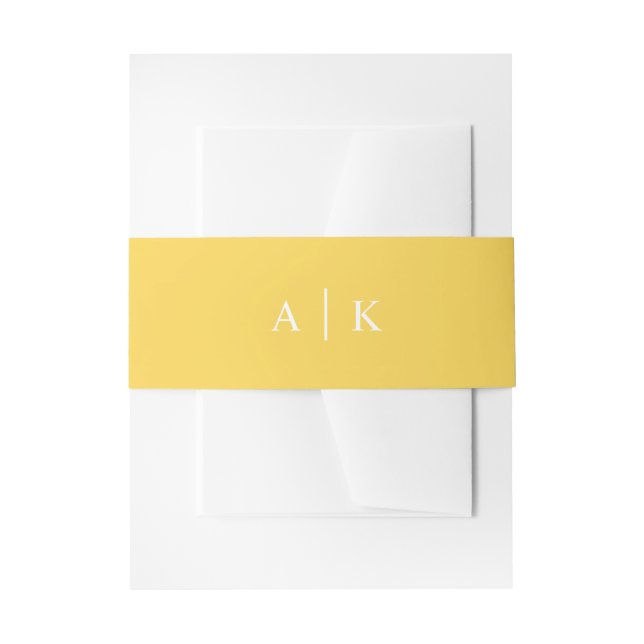 Simple monogram initials bright yellow belly band invitation belly band (Front Example)