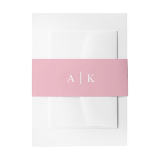 Simple monogram initials candy pink belly band invitation belly band