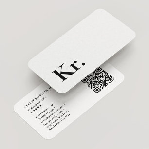 Simple Monogram Initials Logo White Modern QR Business Card