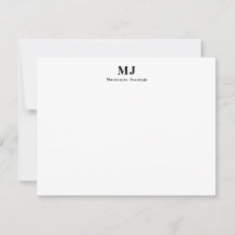 Simple Monogram Initials Name Note Card