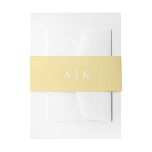 Simple monogram lemon yellow invitation belly band
