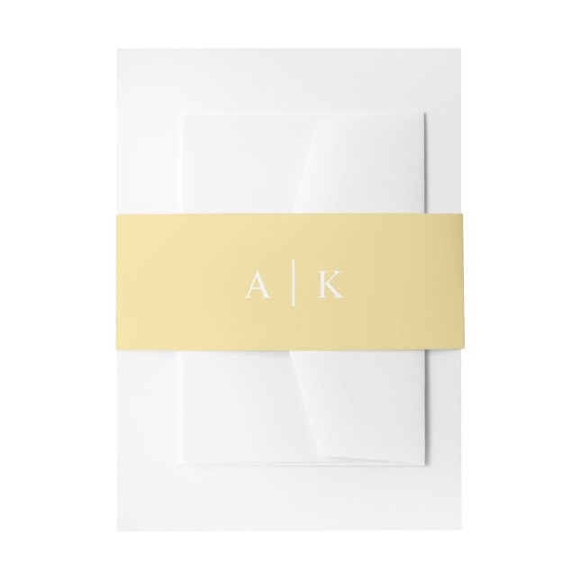 Simple monogram lemon yellow invitation belly band (Front Example)