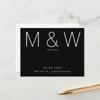 Simple Monogram Minimalist B/W Save the Date