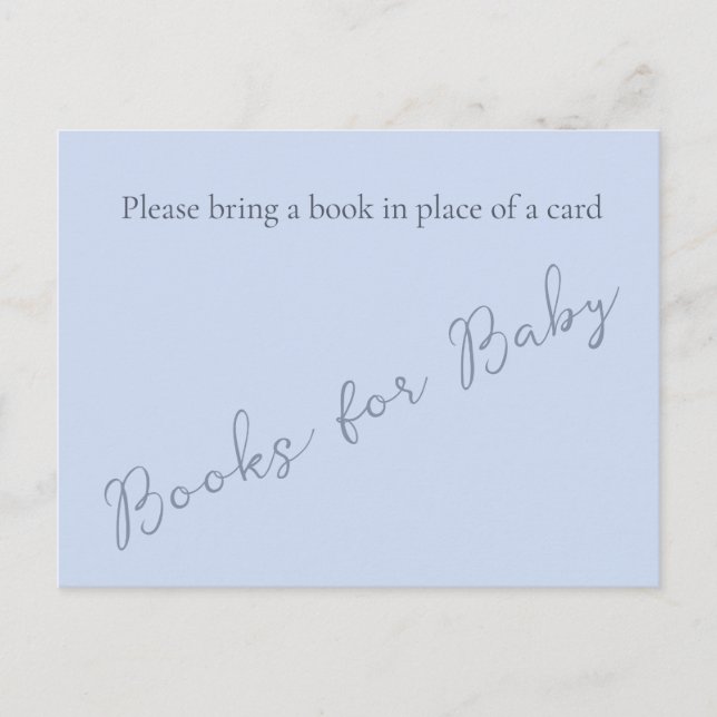 Simple Monogram Minimalist Beau Blue Book for Baby Postcard (Front)