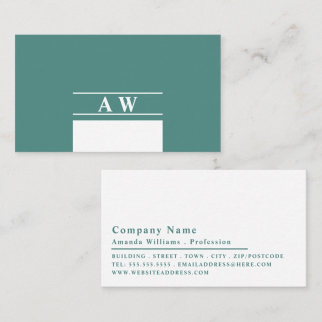 Simple Monogram, Minimalist Business Card (Front/Back)