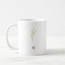 Simple Monogram Minimalist Olive Green Leaf