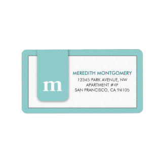 Simple Monogram Mint Green Designer Address Label