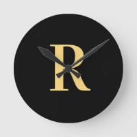 Simple Monogram Modern Black Gold