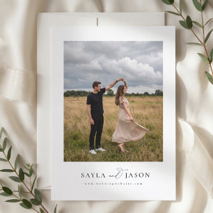Simple Monogram Modern Calligraphy Photo Wedding Invitation