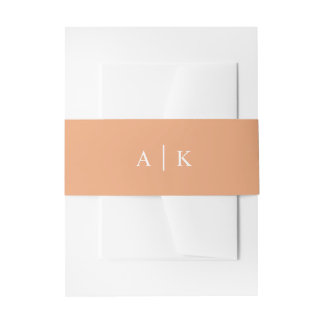 Simple Monogram Muted Light Orange Invitation Belly Band