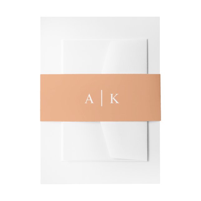 Simple Monogram Muted Light Orange Invitation Belly Band (Front Example)