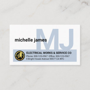 Simple Monogram Name Electric Business Card