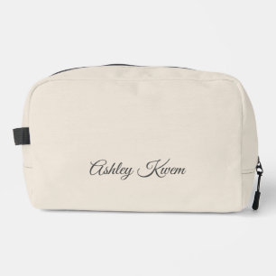 Simple monogram neutral ivory dopp kit