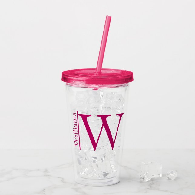 Simple Monogram Personalised Acrylic Tumbler (Back Ice)