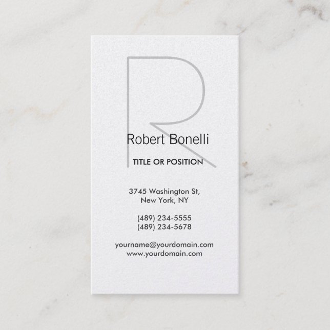 Simple Monogram Plain Modern Business Card (Front)