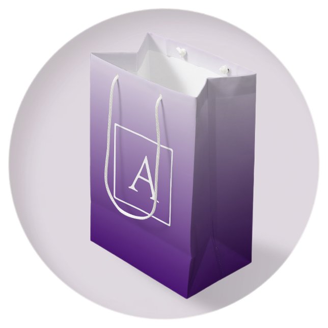 Simple Monogram | Pretty Purple Gradient Ombre Medium Gift Bag (Creator Uploaded)