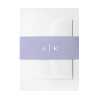 Simple monogram purple invitation belly band