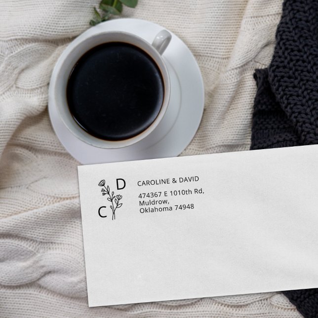 Simple Monogram Return Address Rubber Stamp (Creator Uploaded)