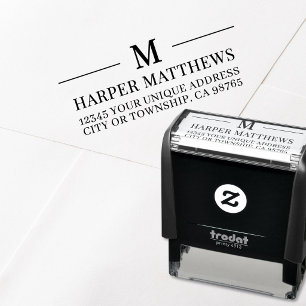 Simple Monogram Return Address Self-inking Stamp