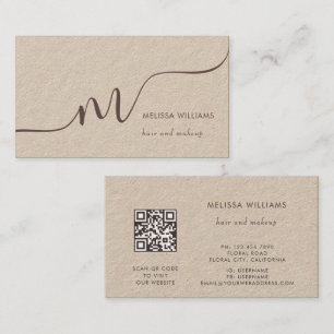 Simple Monogram Rustic Business Card