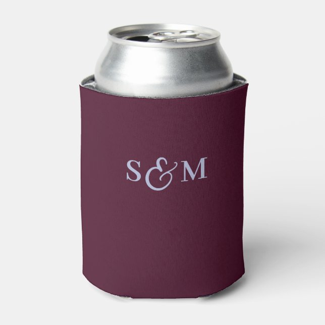 Simple Monogram Script Ampersand Wedding Can Cooler (Can Front)