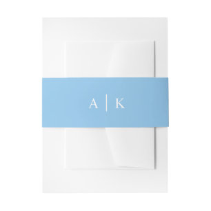 Simple Monogram Sky Blue Invitation Belly Band