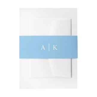 Simple Monogram Sky Blue Invitation Invitation Belly Band