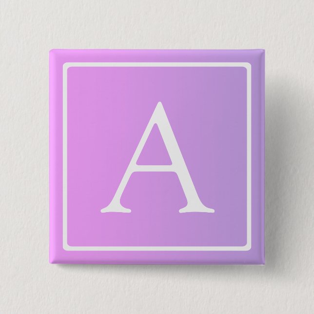 Simple Monogram | Subtle Pink/Purple Ombre 15 Cm Square Badge (Front)