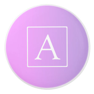 Simple Monogram Subtle Pink/Purple Ombre Ceramic Knob