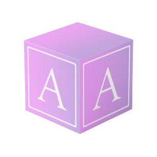 Simple Monogram Subtle Pink/Purple Ombre Cube