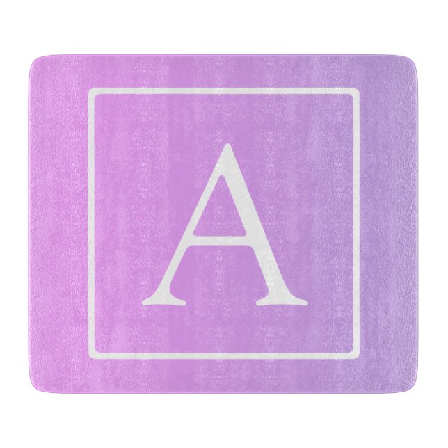Simple Monogram | Subtle Pink/Purple Ombre Cutting Board (Front)