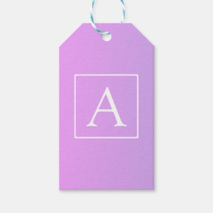 Simple Monogram Subtle Pink/Purple Ombre Gift Tags