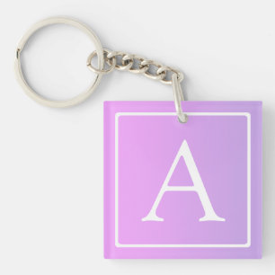 Simple Monogram   Subtle Pink/Purple Ombre Key Ring