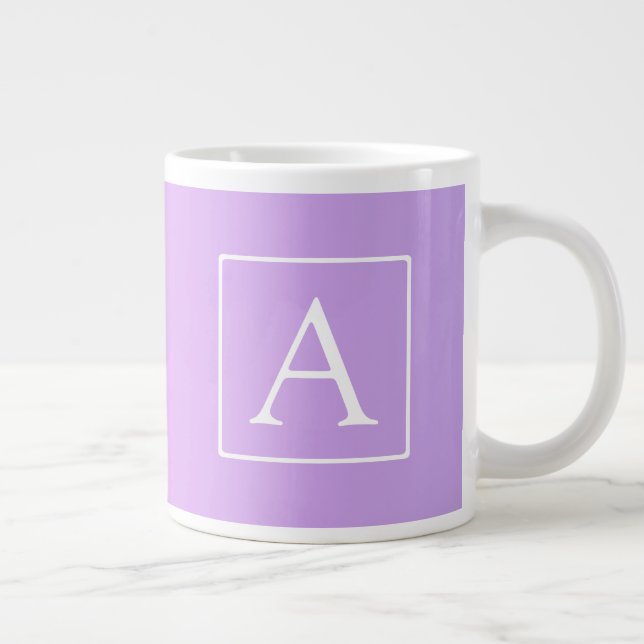 Simple Monogram | Subtle Pink/Purple Ombre Large Coffee Mug (Right)