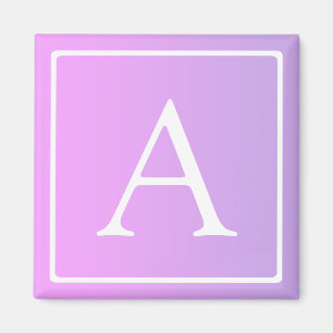 Simple Monogram Subtle Pink/Purple Ombre Magnet