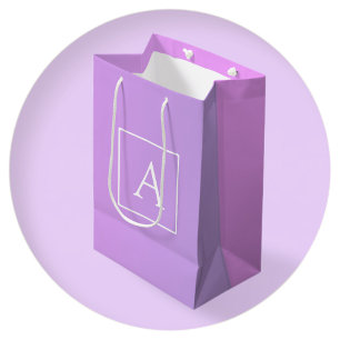 Simple Monogram   Subtle Pink/Purple Ombre Medium Gift Bag