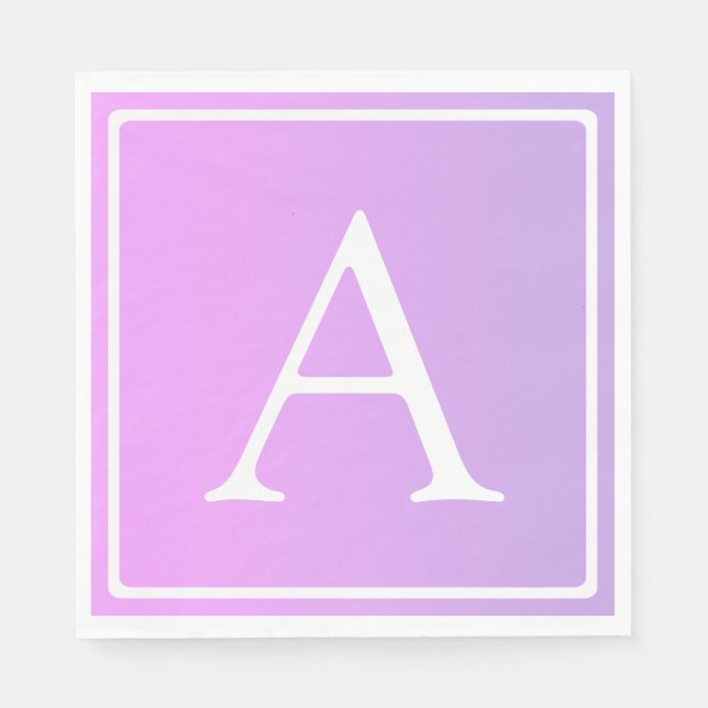 Simple Monogram | Subtle Pink/Purple Ombre Napkin (Front)