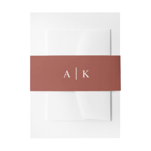 Simple monogram terracotta invitation belly band