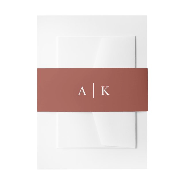 Simple monogram terracotta invitation belly band (Front Example)
