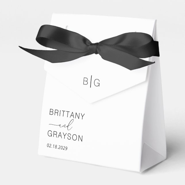 Simple Monogram Wedding Favour Box (Front Side)