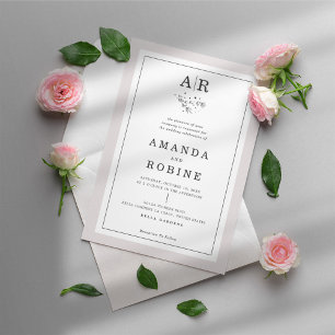 Simple Monogram Wedding Invitation