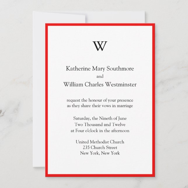 Simple Monogram Wedding Invitations (Front)