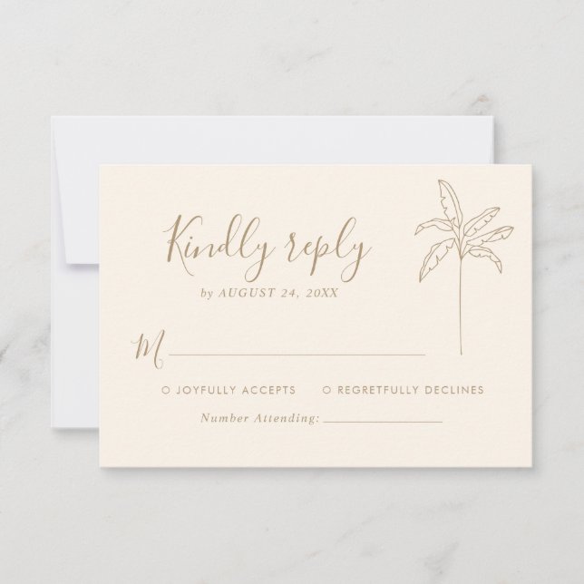 Simple Monogram Wedding Logo Palm Tree  RSVP Card (Front)