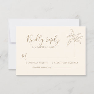 Simple Monogram Wedding Logo Palm Tree RSVP Card