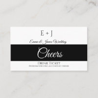 Simple Monogram Wedding Reception Drink Ticket